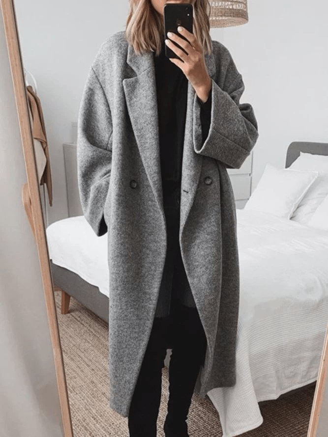 Marlowetta | Women's Wool Blend Double Breasted Oversized Long Coat