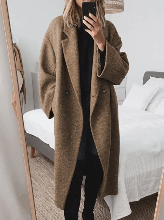 Marlowetta | Women's Wool Blend Double Breasted Oversized Long Coat