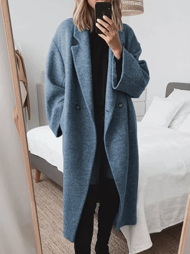 Marlowetta | Women's Wool Blend Double Breasted Oversized Long Coat