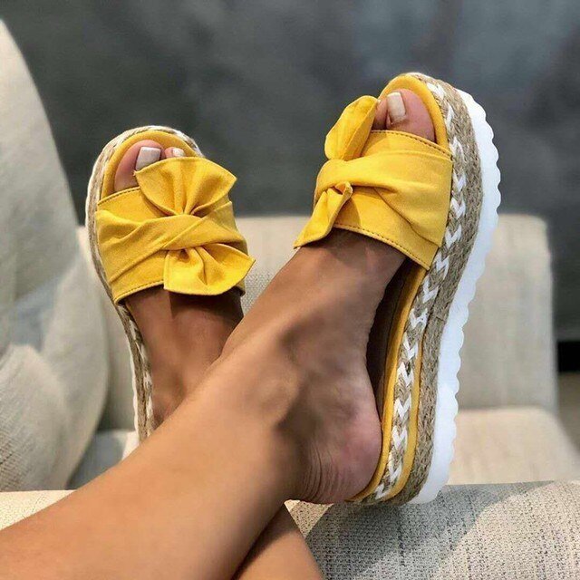 Aria | Bow Detail Woven Espadrille Platform Sandal