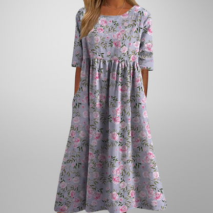 Xara | Women's Floral Short Sleeve Casual Summer Midi Dress